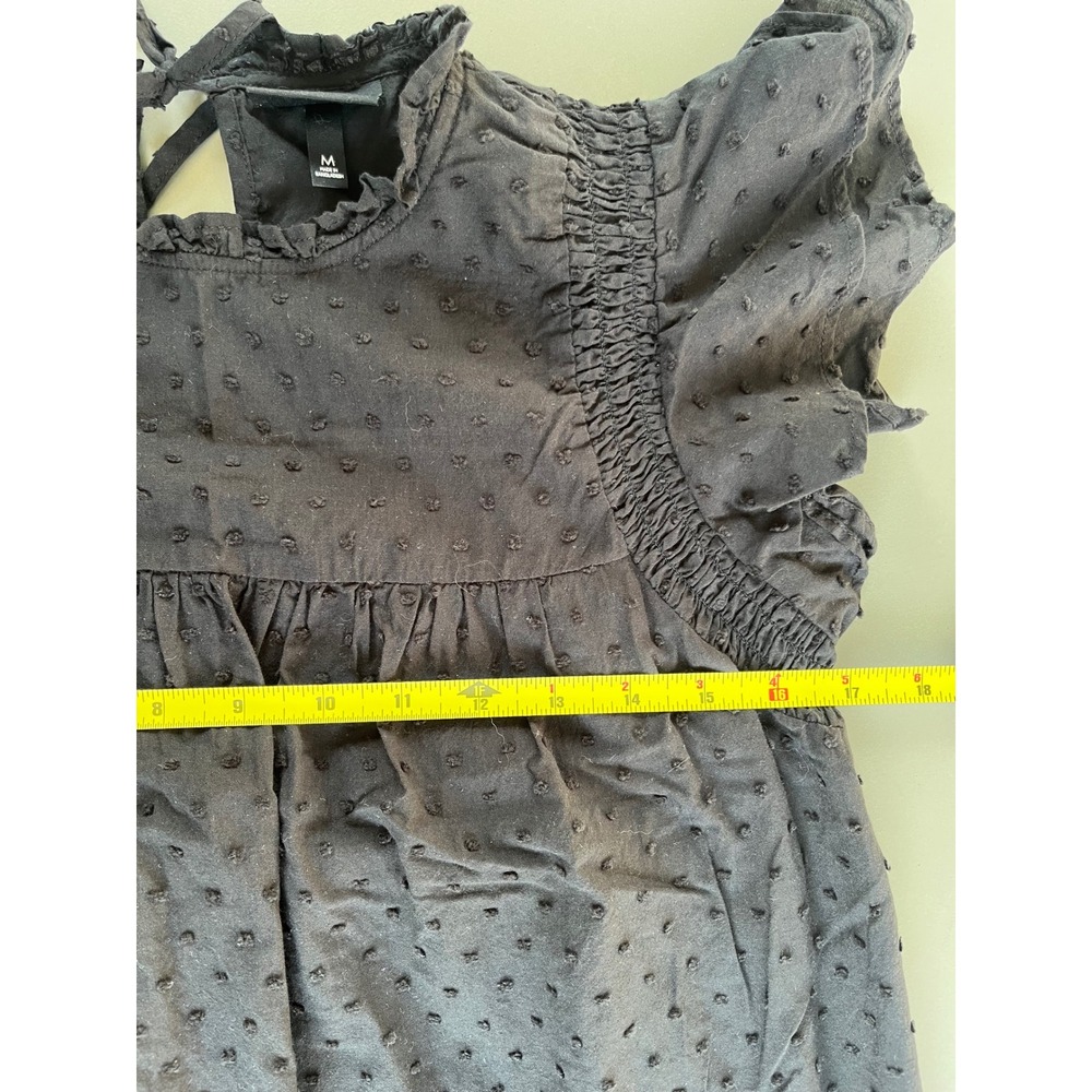 Boho Black Swiss Dot Maxi Ruffle Tiered Dress Sleeveless Cotton Festival - Picture 5 of 7